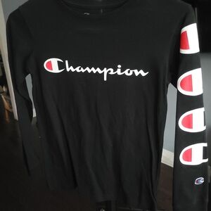 Champion Black Long Sleeve with Red and White Accents